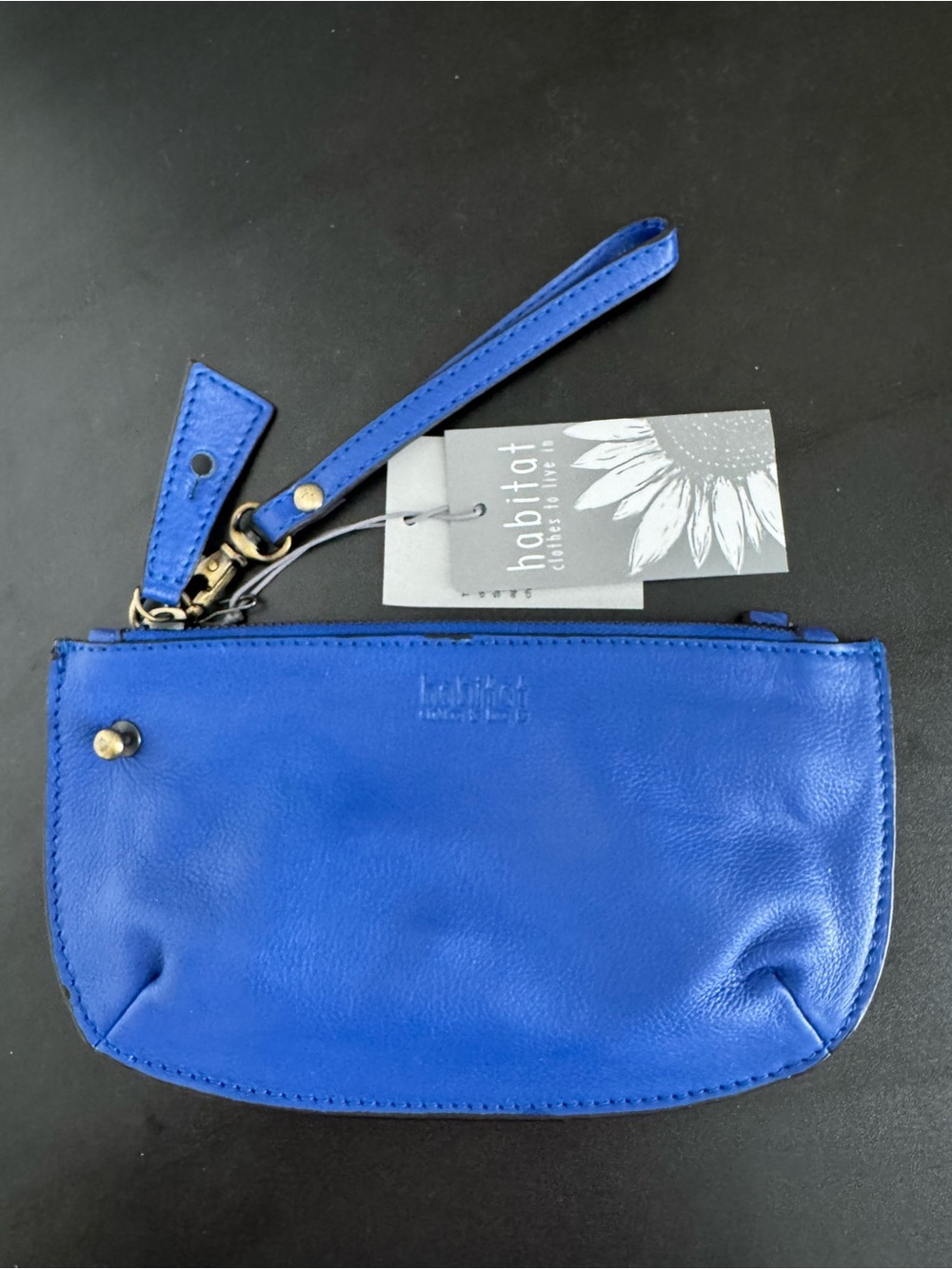 habitat Blue Leather Wristlet Clutch